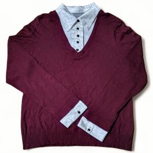 XL Vintage Inspired Liz Claiborn Layered Look Collared Vneck Old Money Poet Twee